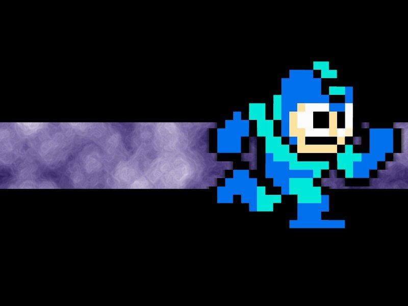 Mega Man Character — Blue, Dynamic, Pixel Art