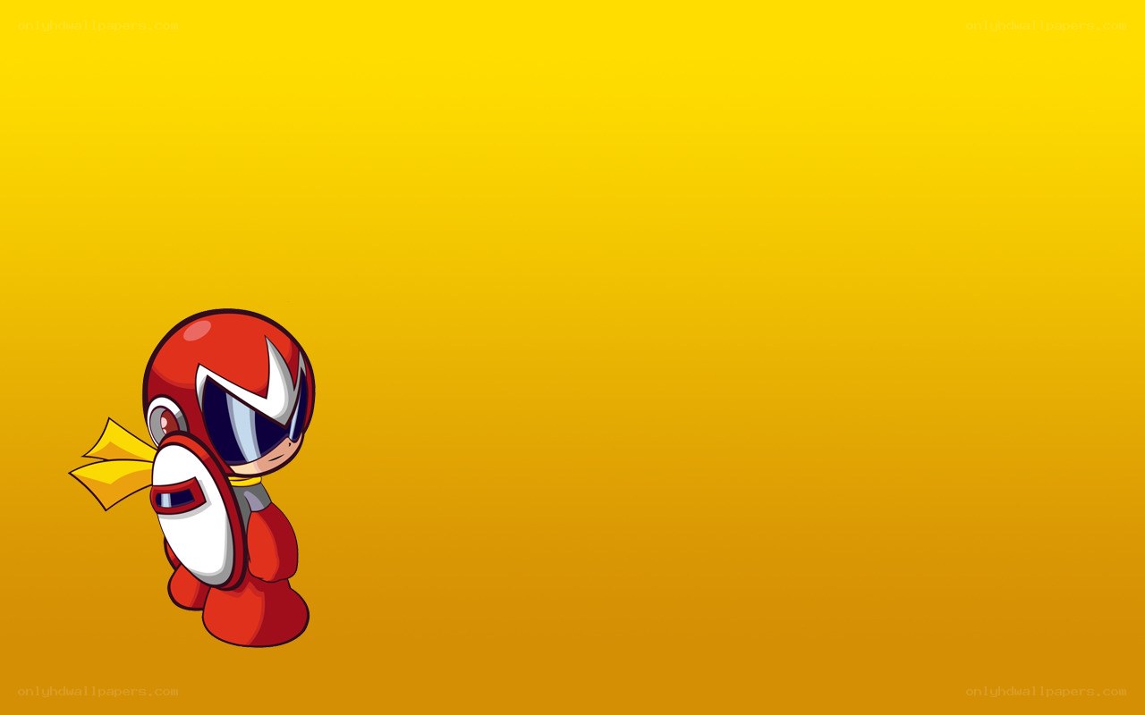 Mega Man character on yellow background