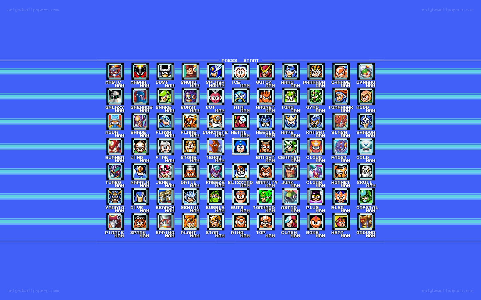 Mega Man character selection screen