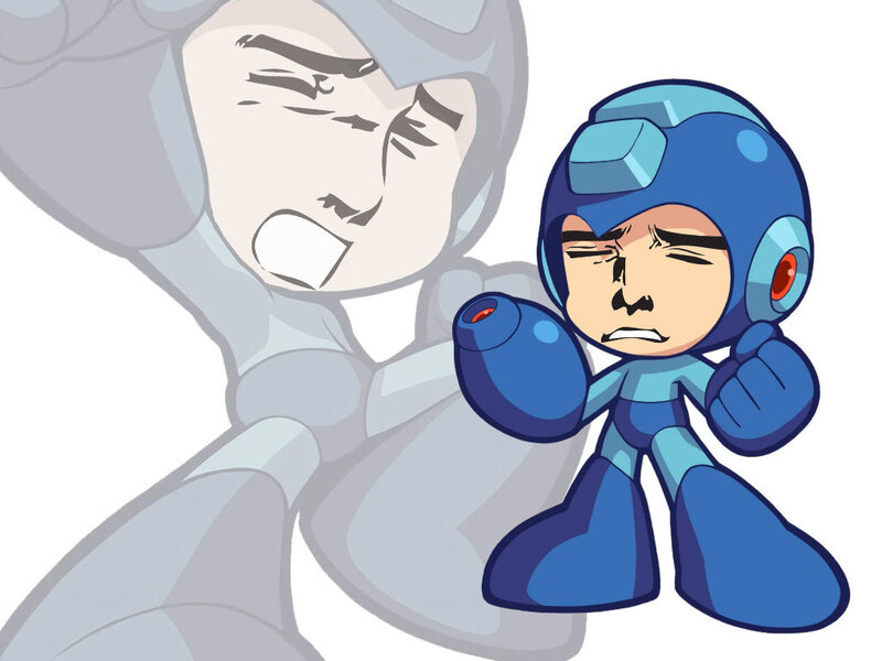 Mega Man character with angry expression