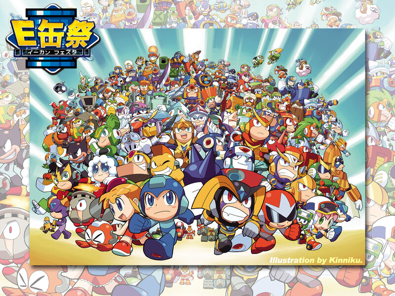 Mega Man characters gathering