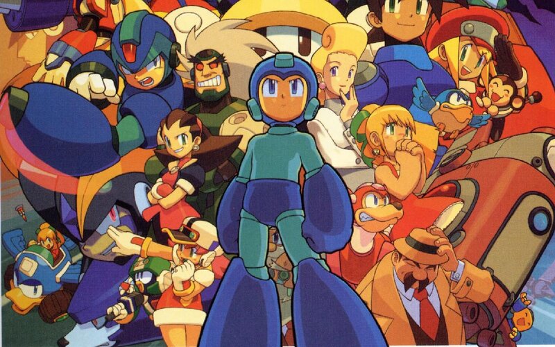 Mega Man characters gathering