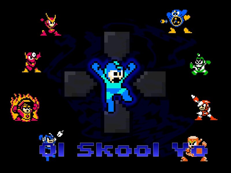 Mega Man characters in pixel art