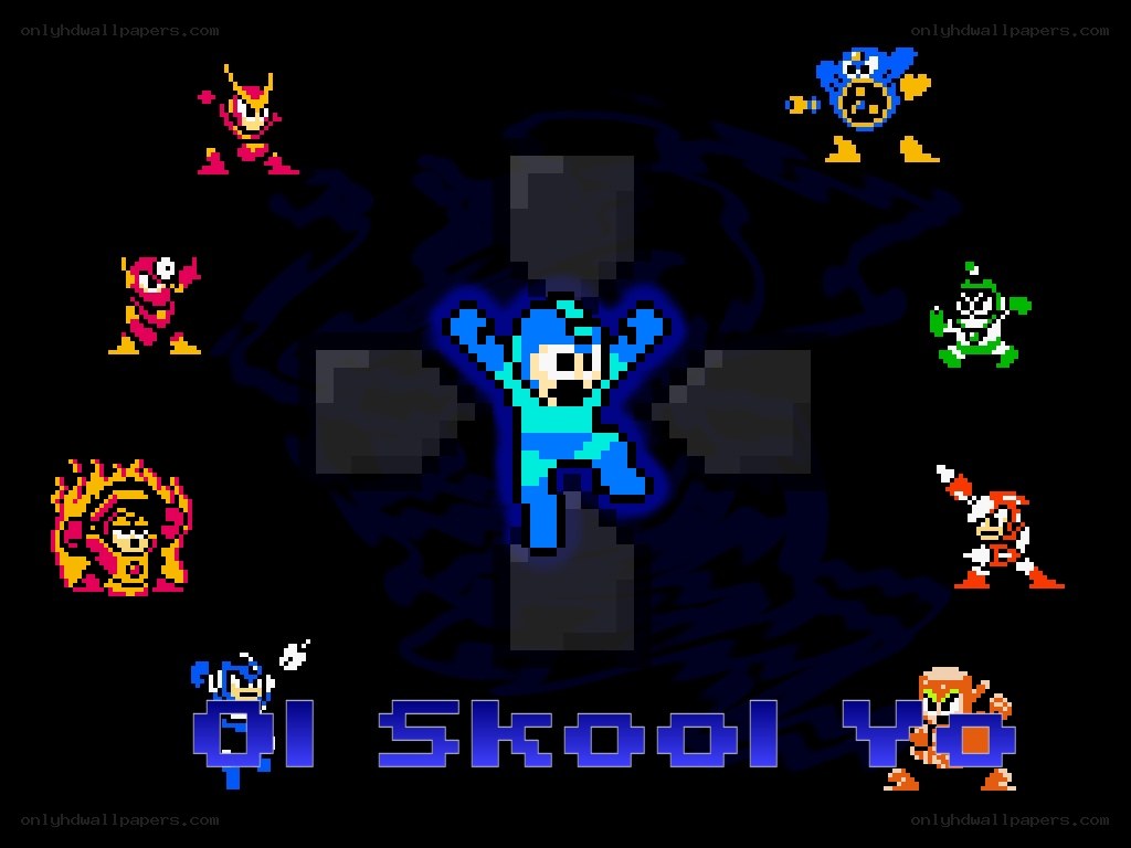 Mega Man characters in pixel art