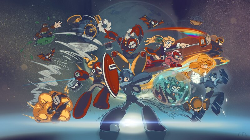 Mega Man Characters in Space