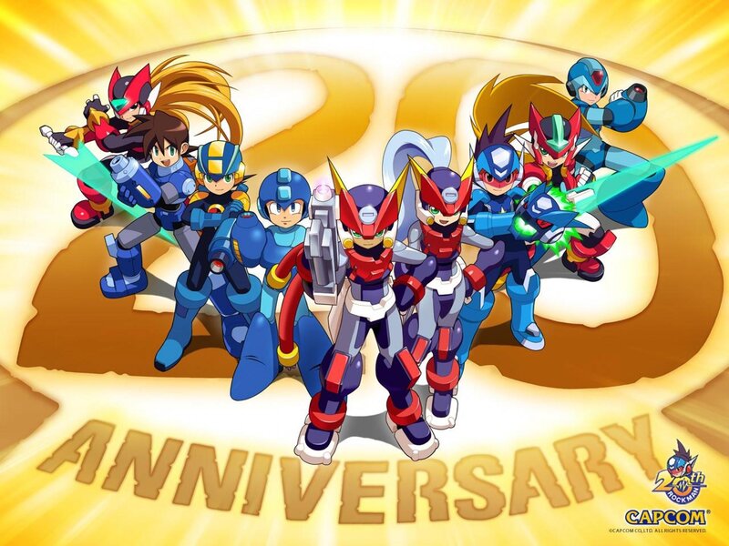 Mega Man Characters — Yellow, Celebratory