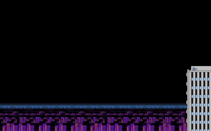 Mega Man cityscape scene