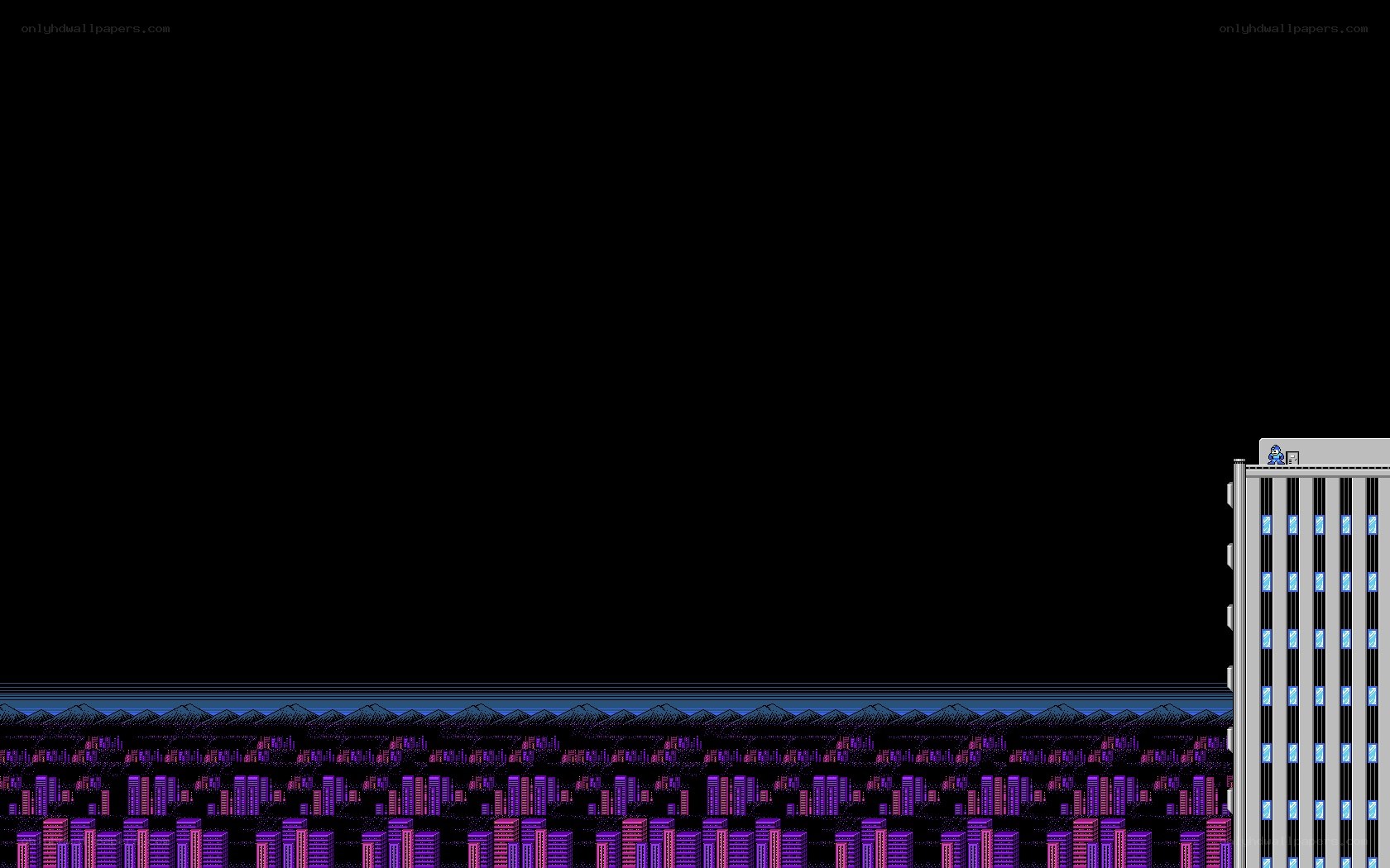 Mega Man cityscape scene