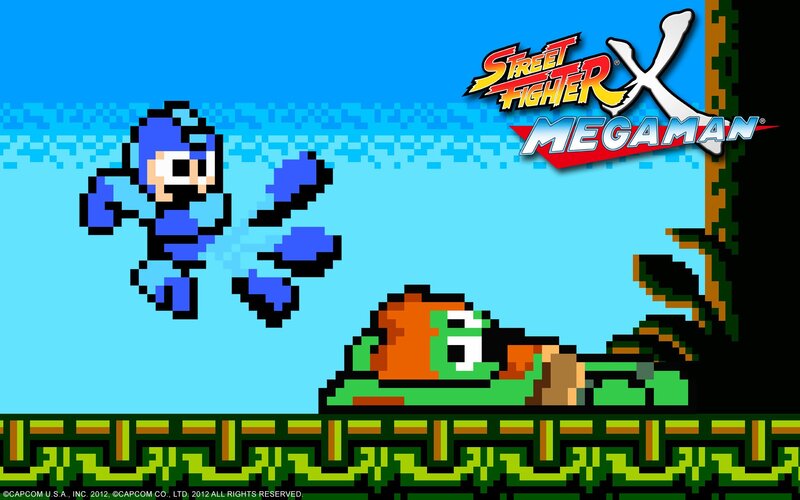 Mega Man Fighting Enemy
