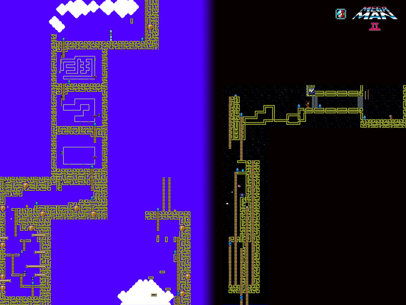 Mega Man II gameplay split screen