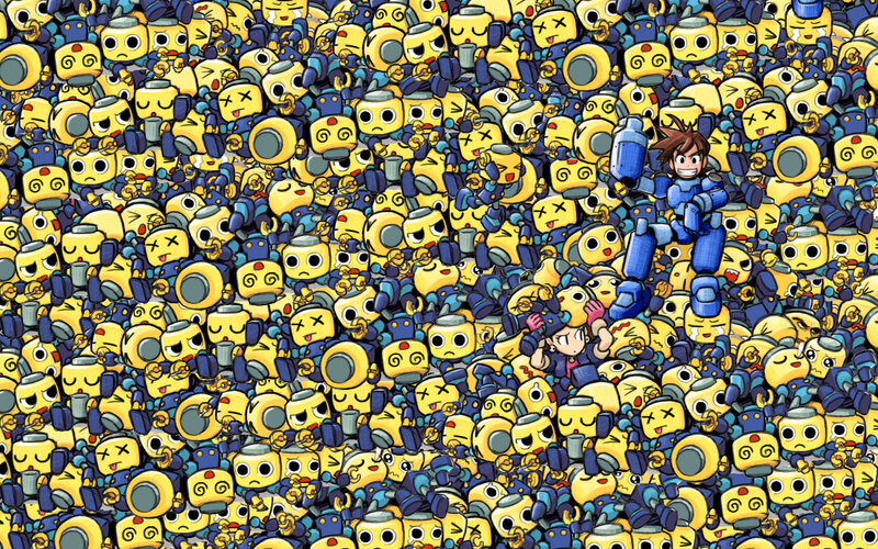 Mega Man in a crowd