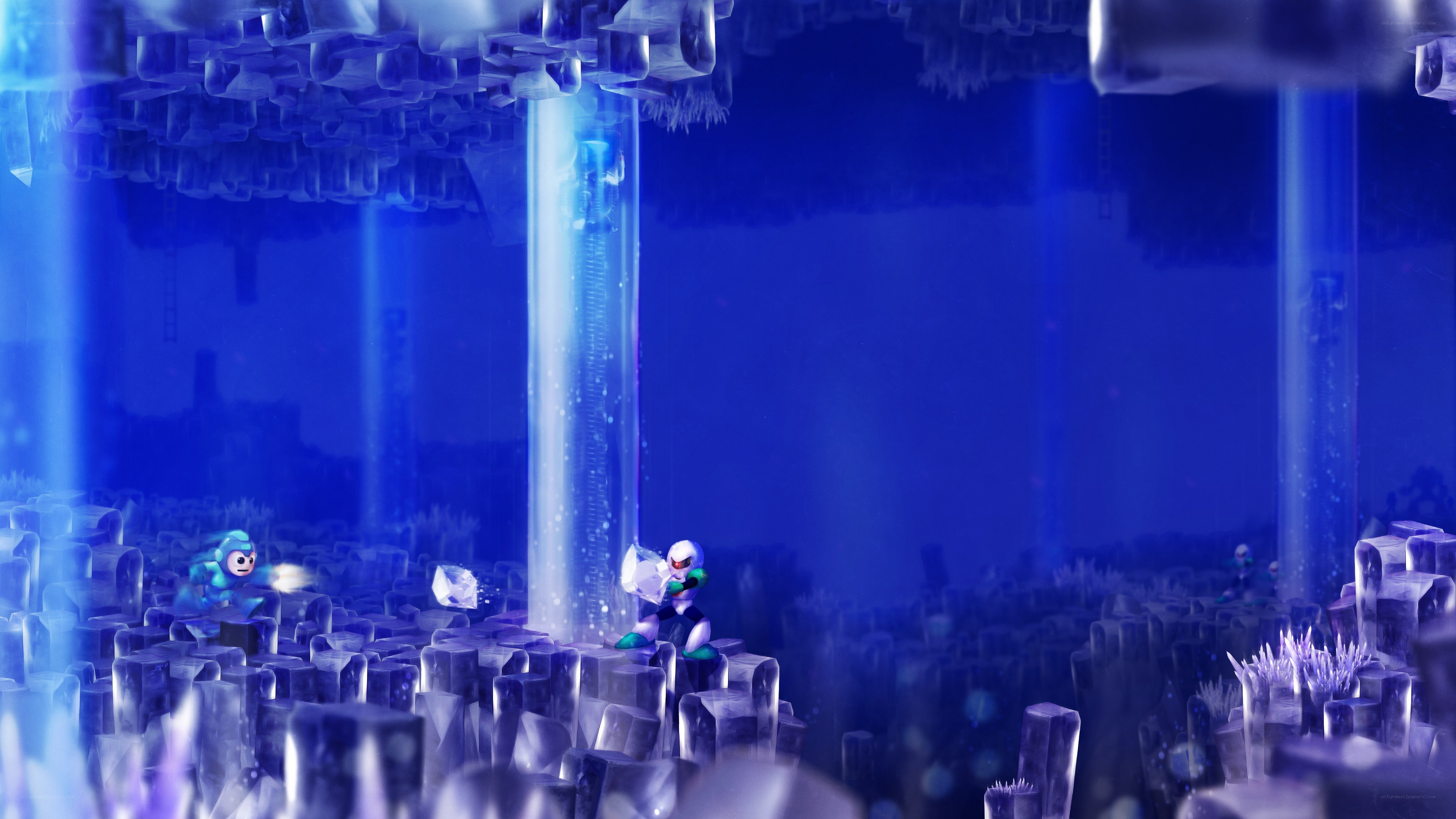Mega Man in icy cavern