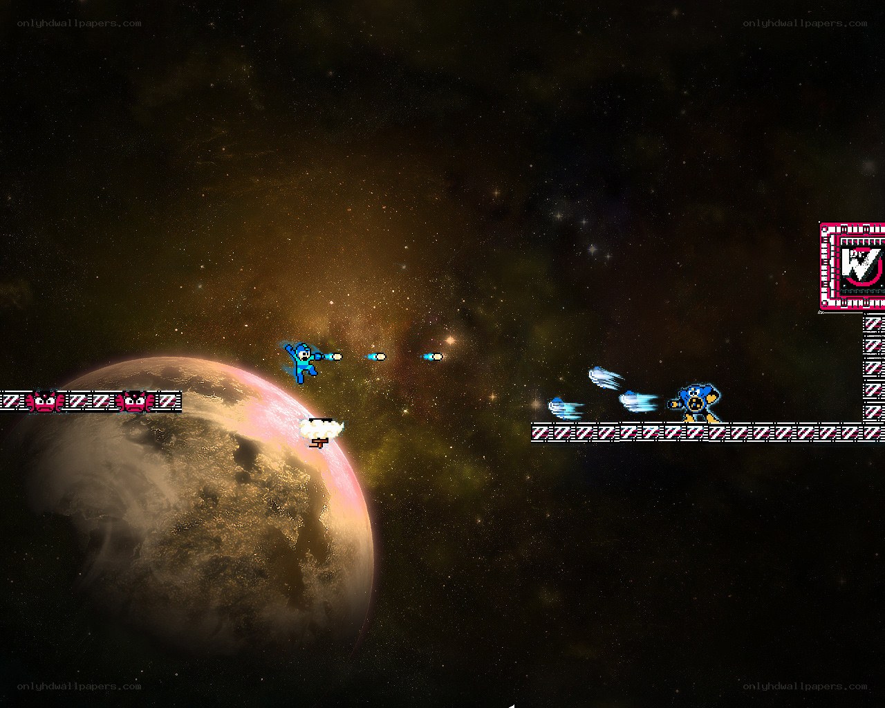 Mega Man in space battle