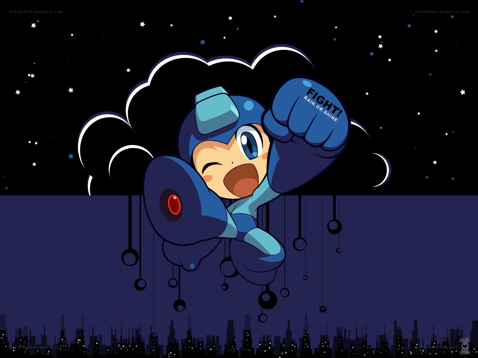 Mega Man in the rain