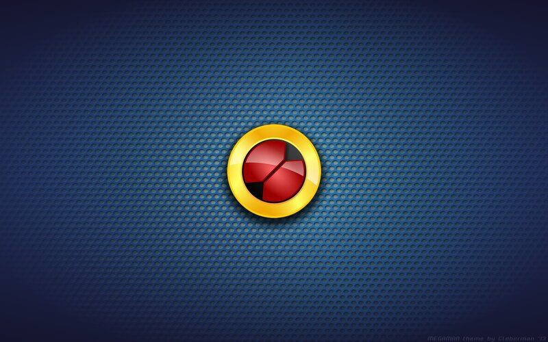 Mega Man logo on blue mesh