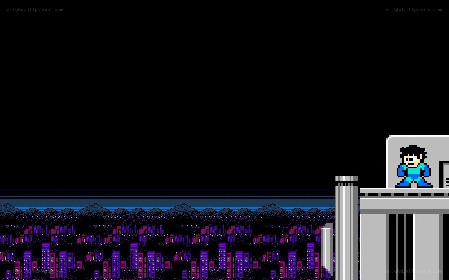 Mega Man on a platform