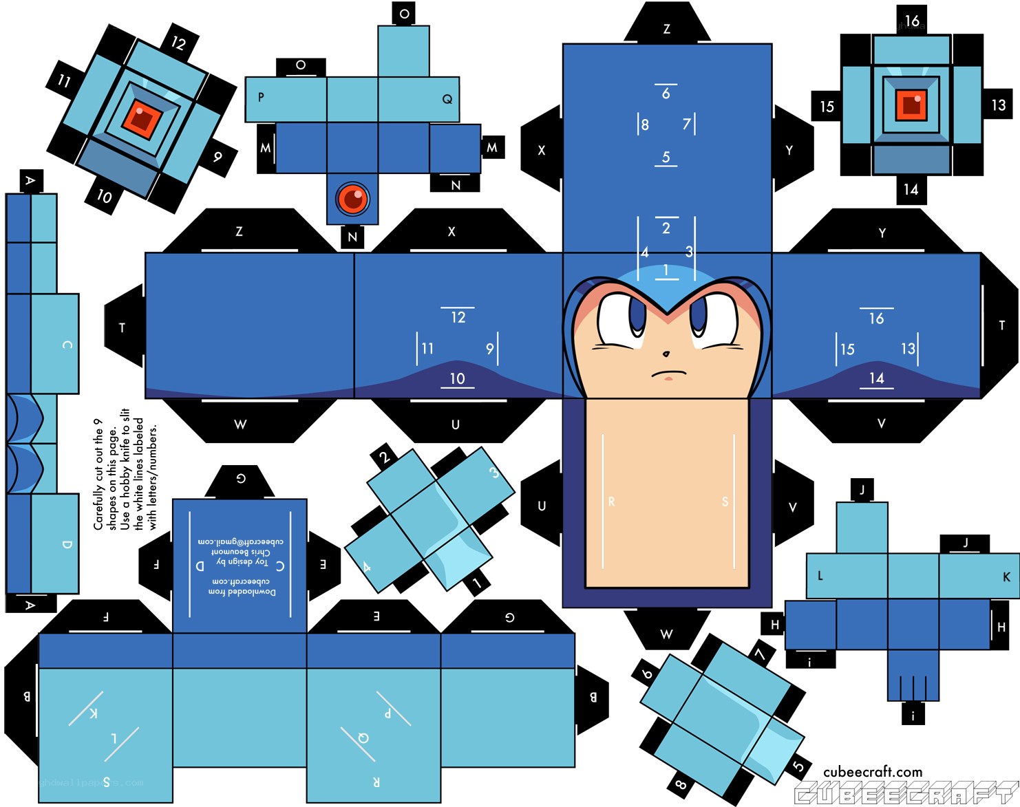 Mega Man paper craft template