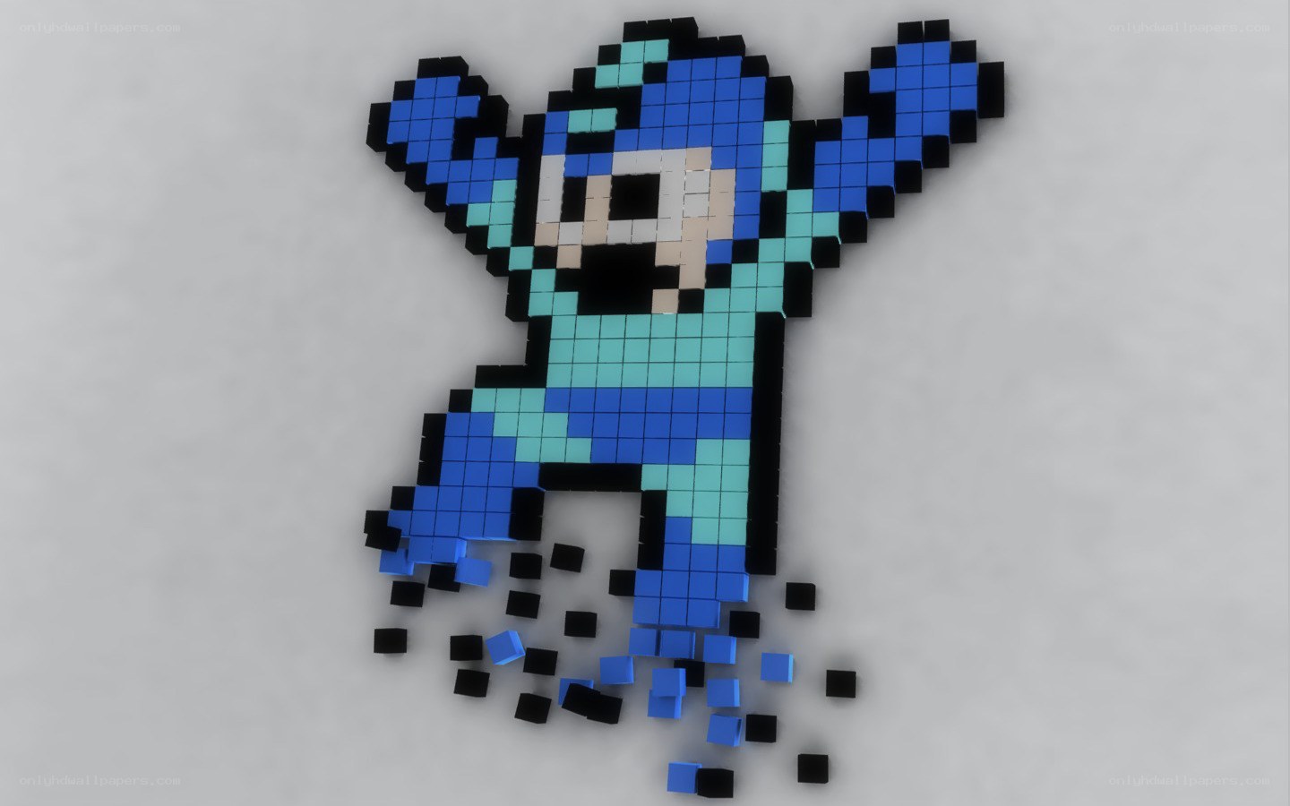 Mega Man pixel art sculpture