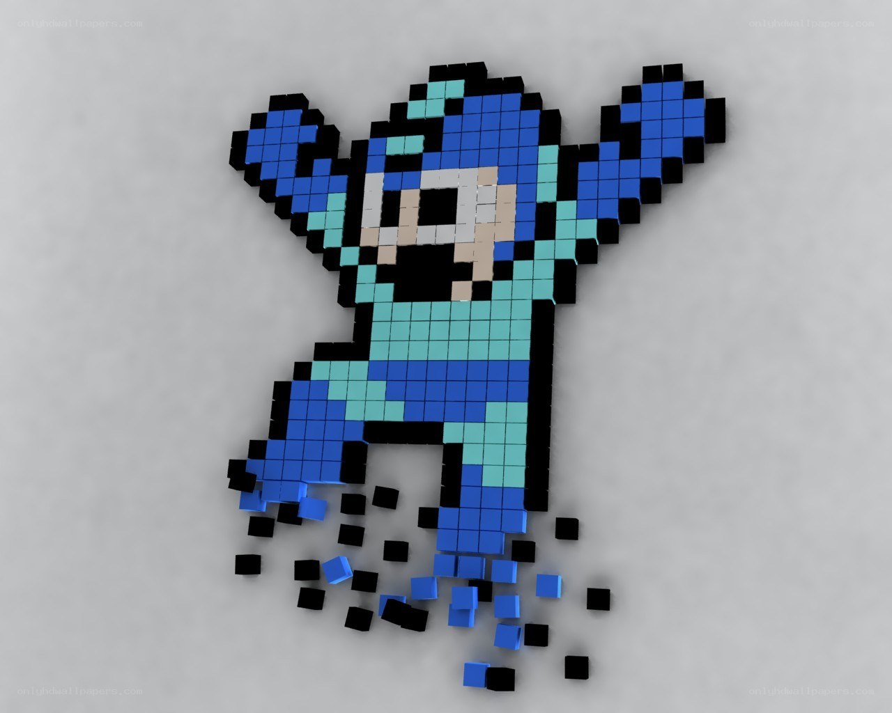 Mega Man pixel art sculpture