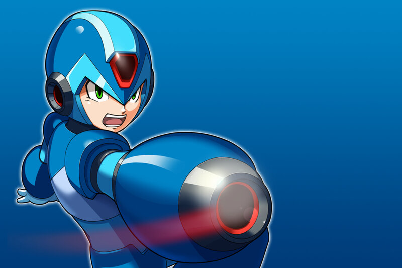 Mega Man X aiming his weapon