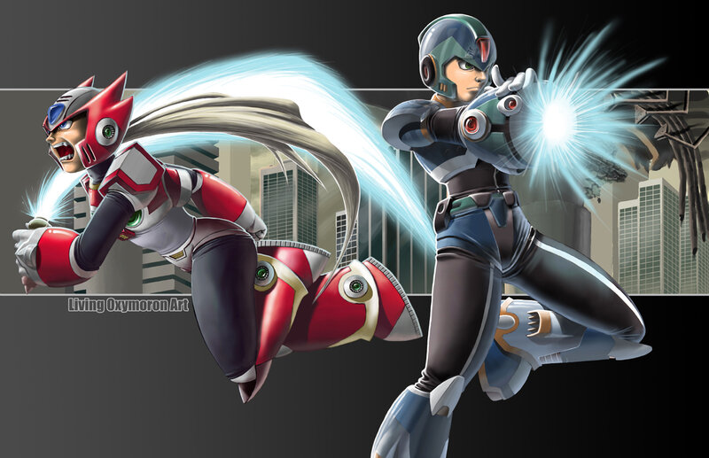 Mega Man X and Zero in action