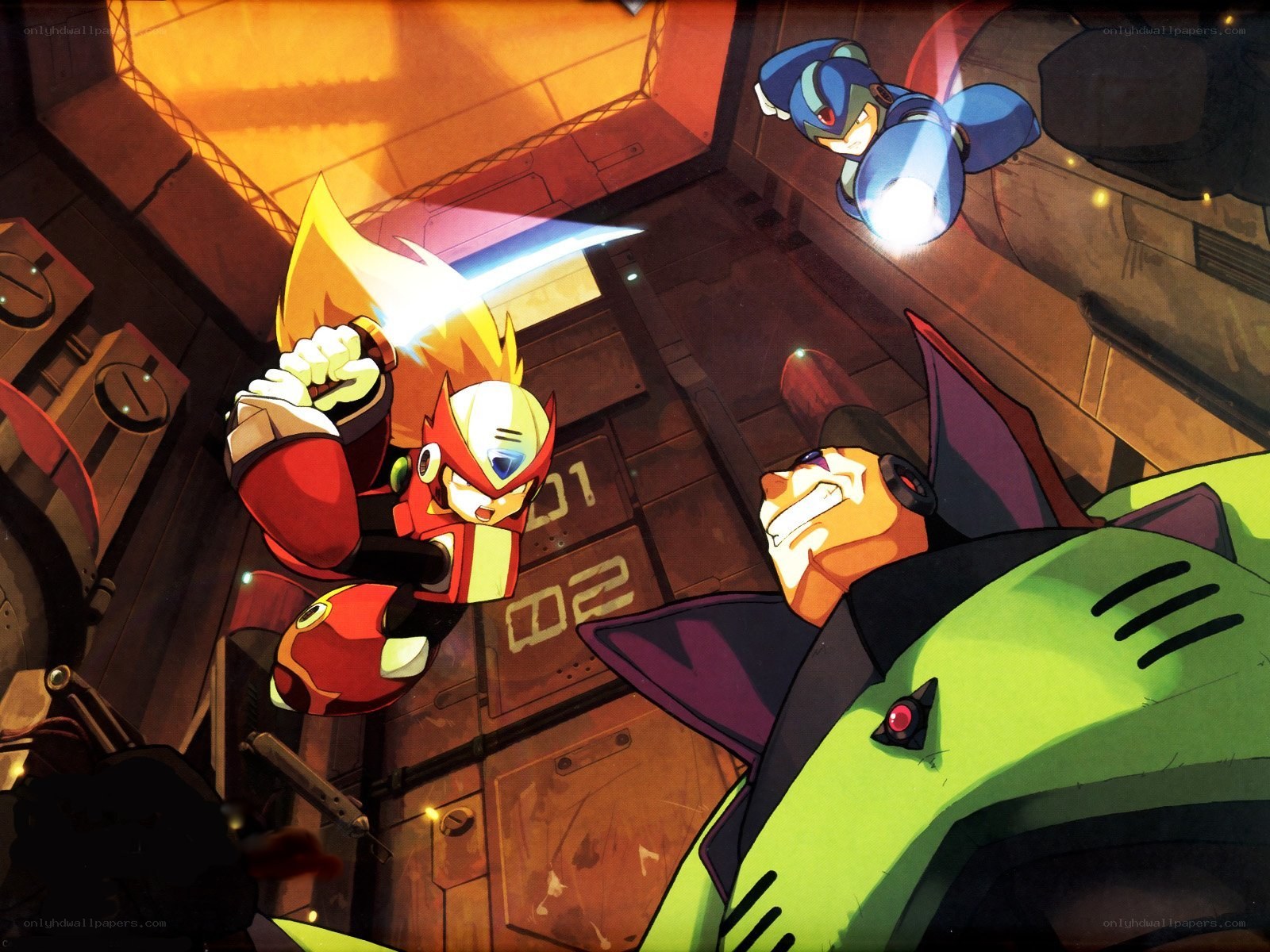 Mega Man X and Zero in action