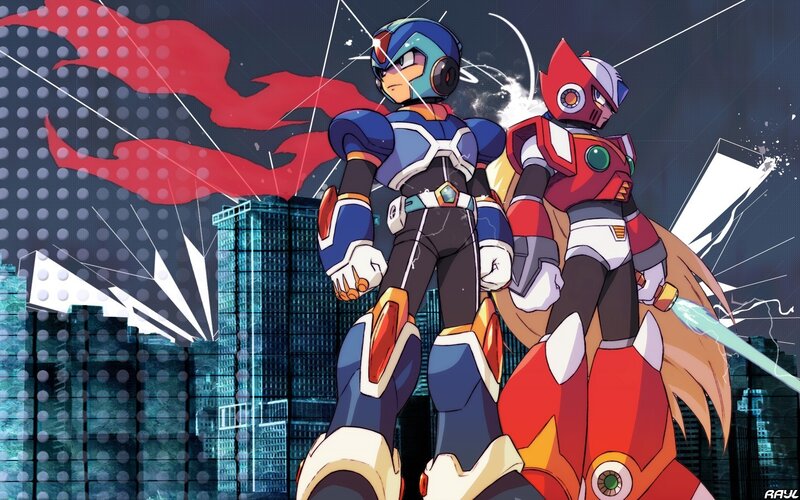 Mega Man X and Zero standing together