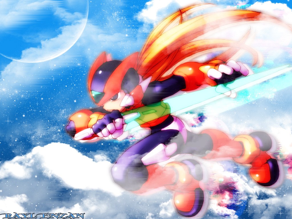 Mega Man Zero flying with sword