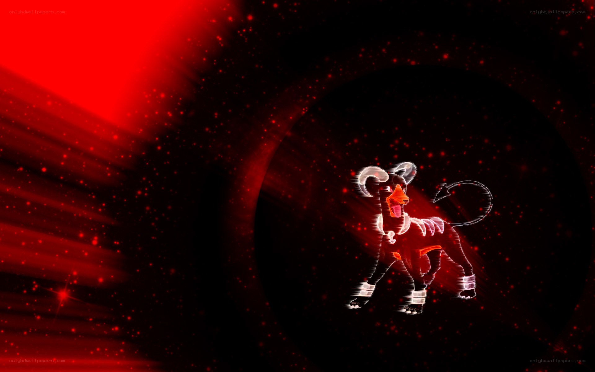 Mega Mawile glowing in red light