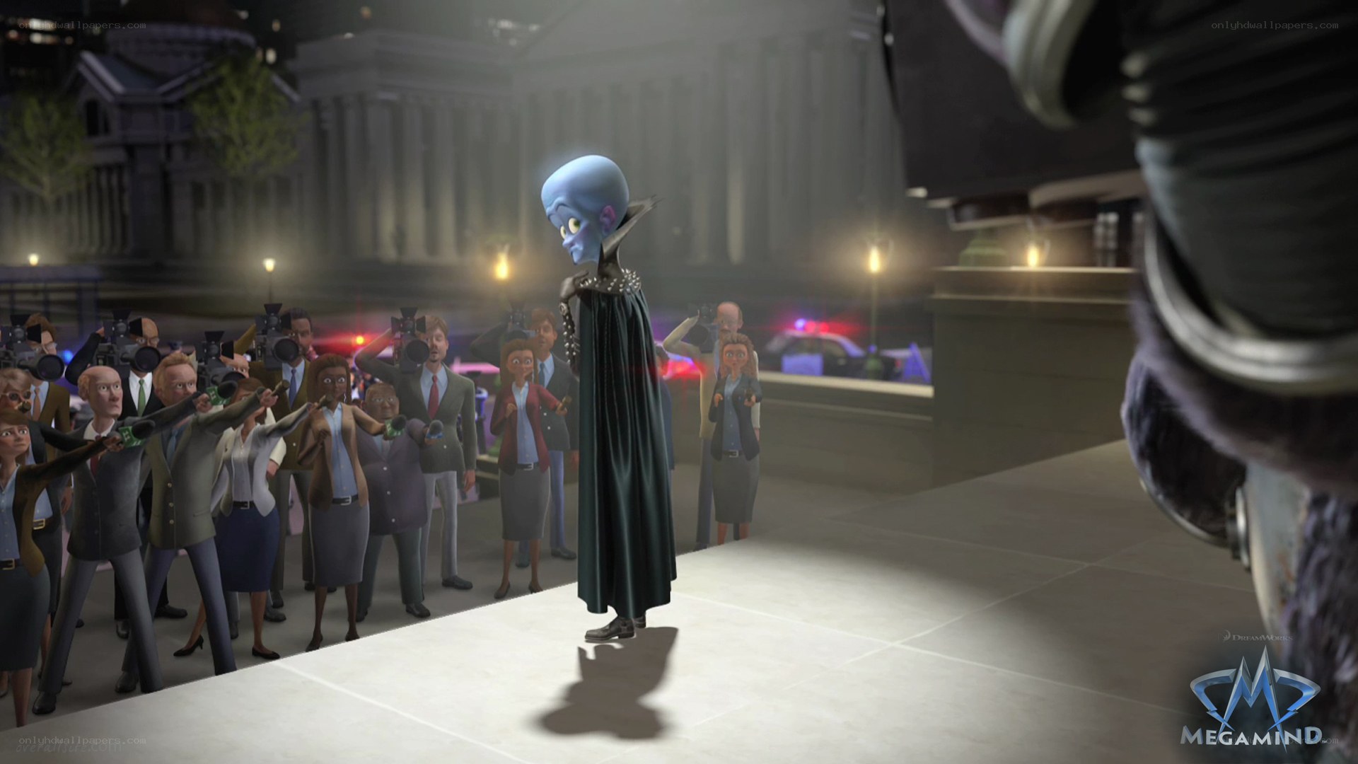 Megamind confronts reporters