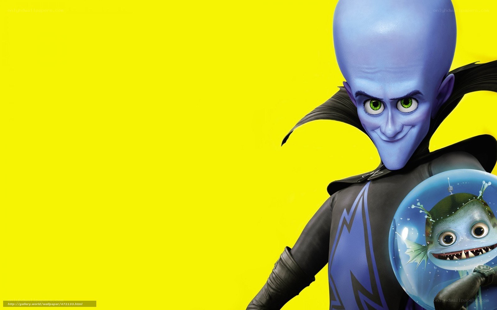 Megamind with fish in a bubble