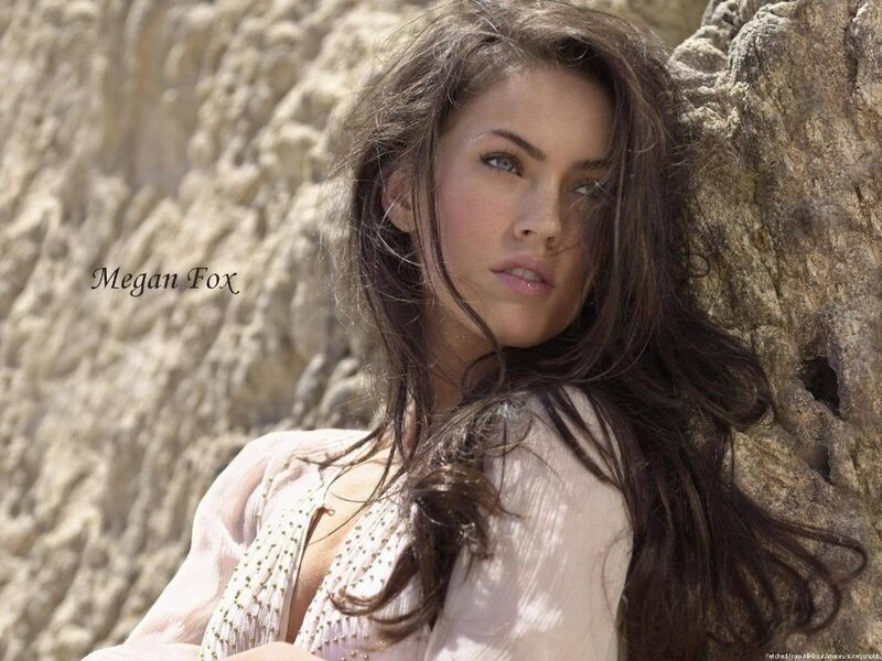 Megan Fox by a rock