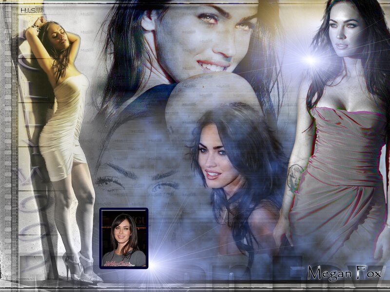 Megan Fox Collage — White, Dramatic