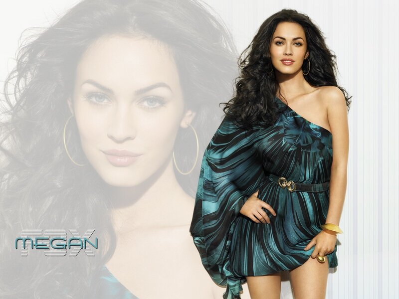 Megan Fox in a green dress