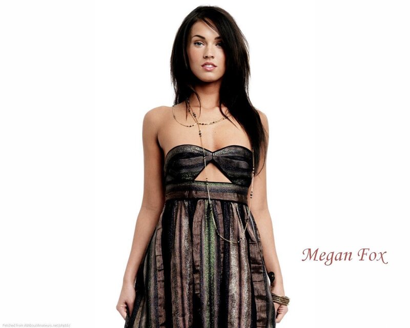 Megan Fox in a strapless dress