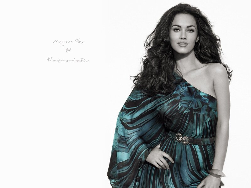 Megan Fox in a teal dress