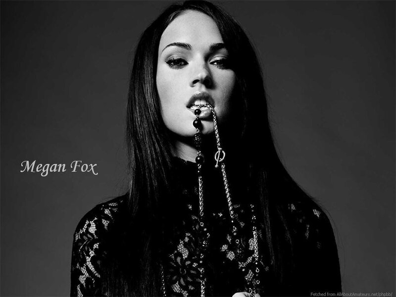 Megan Fox in black and white