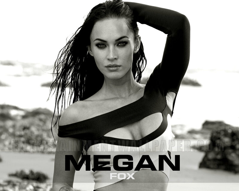 Megan Fox in black and white