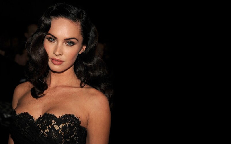 Megan Fox in black lace dress