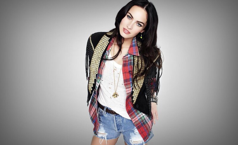 Megan Fox in plaid and denim