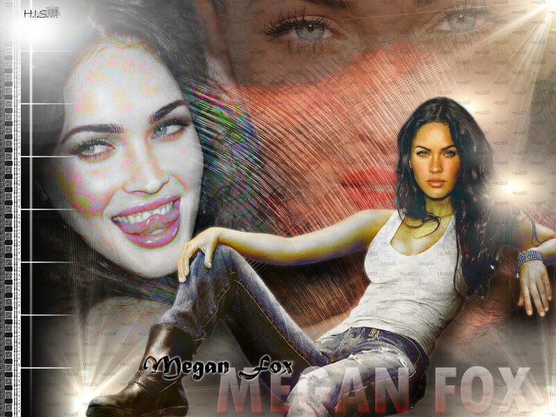 Megan Fox Portrait — White, Dramatic
