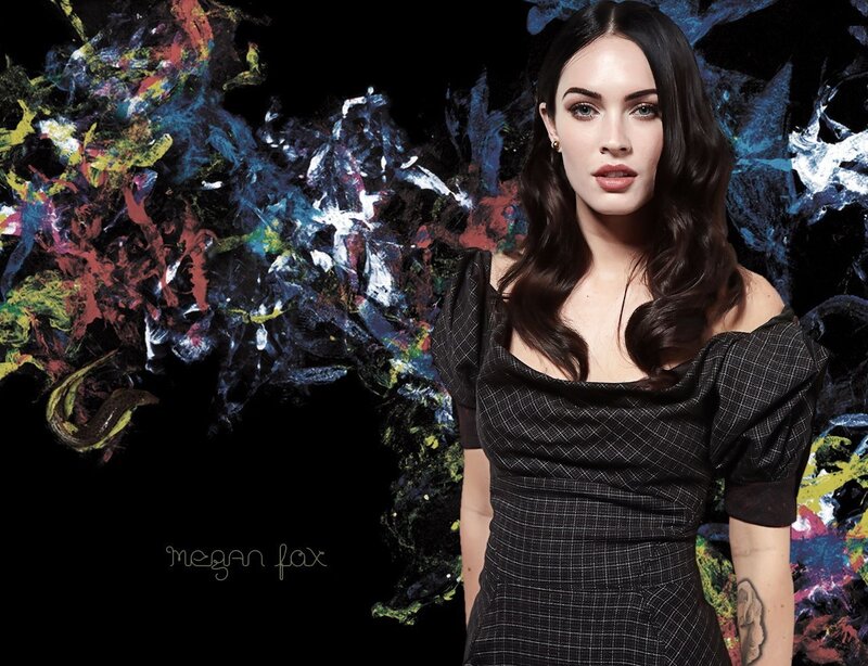 Megan Fox portrait with abstract art