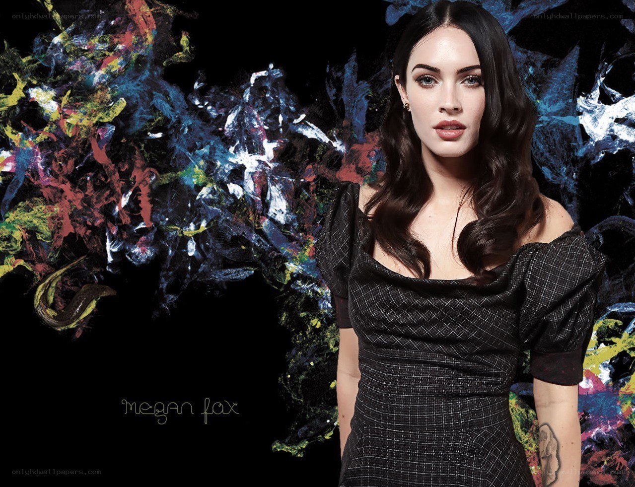 Megan Fox portrait with abstract art
