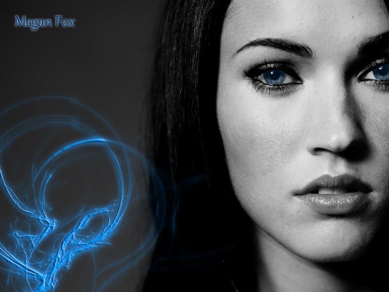 Megan Fox portrait with blue light
