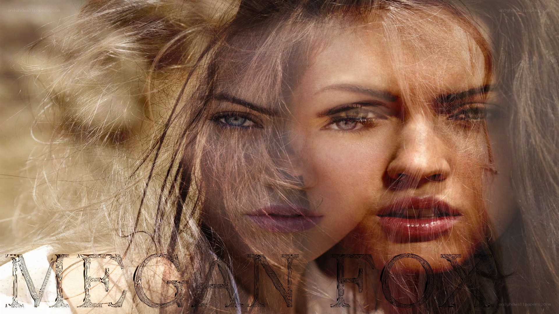 Megan Fox portrait with double exposure