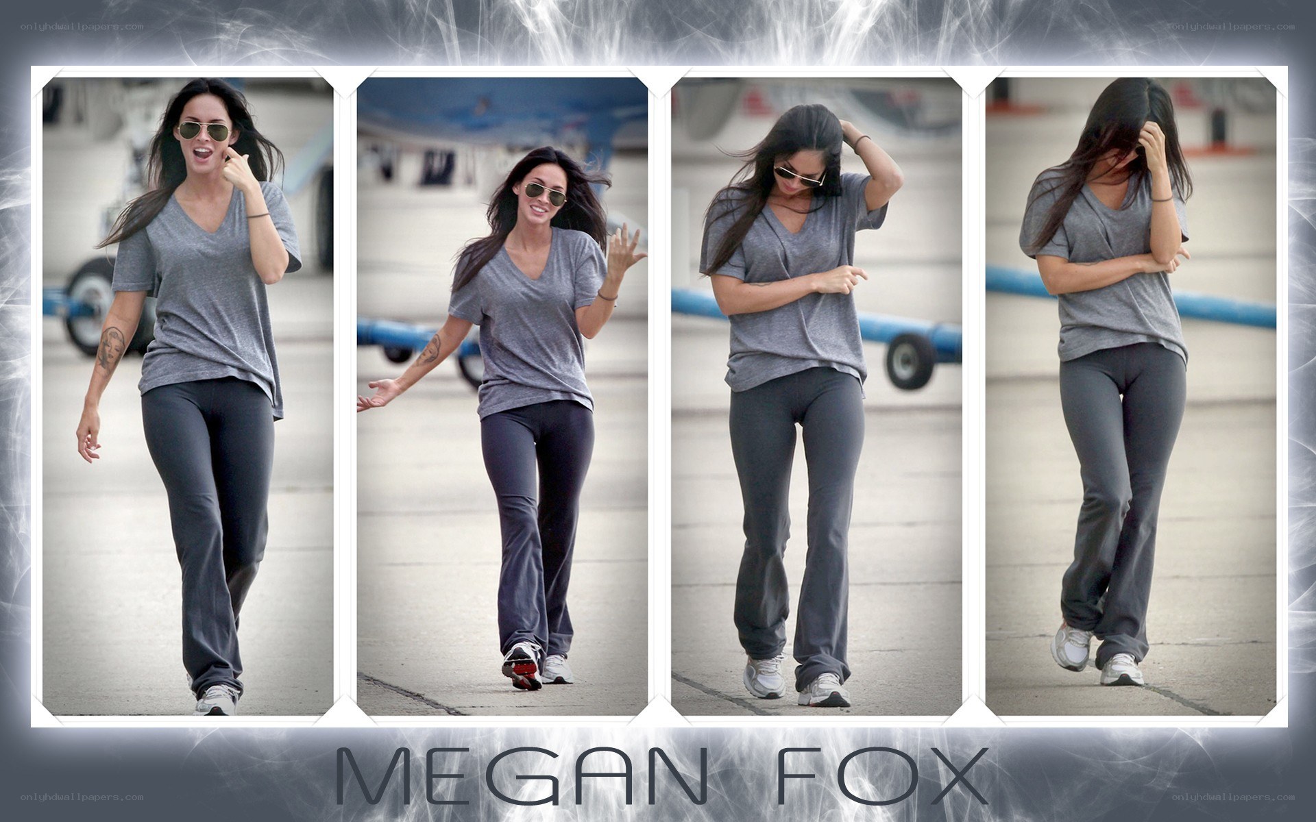 Megan Fox walking on tarmac