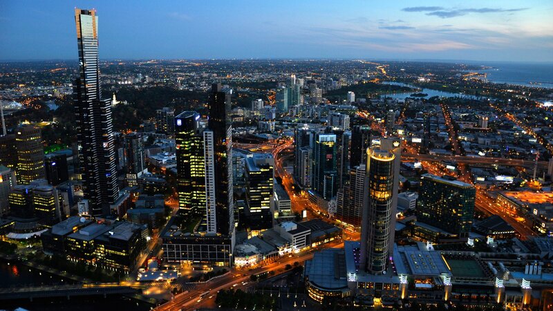 Melbourne city skyline at dusk