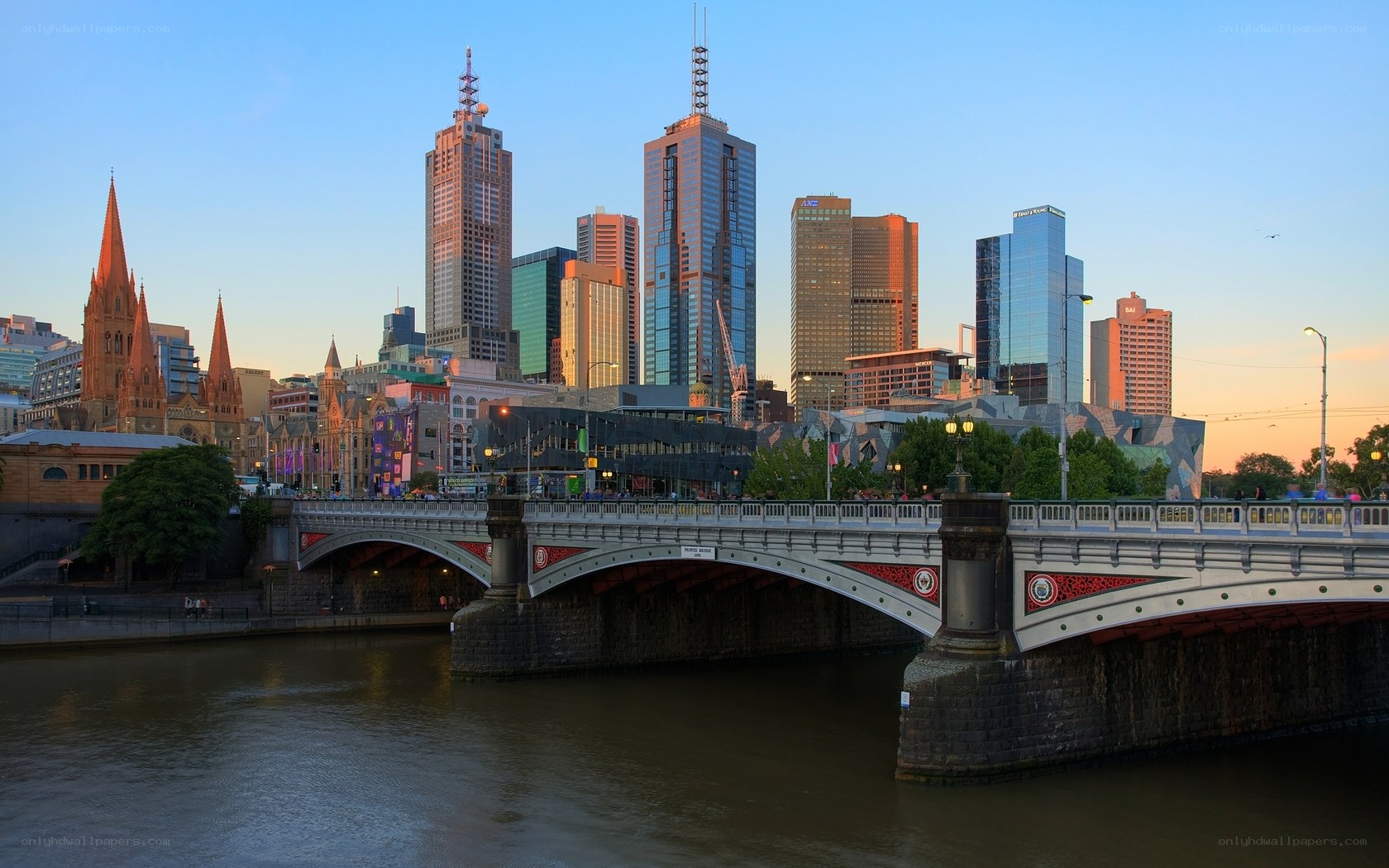 Melbourne city skyline at dusk