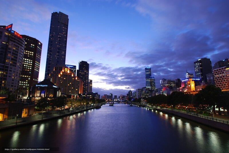 Melbourne city skyline at dusk