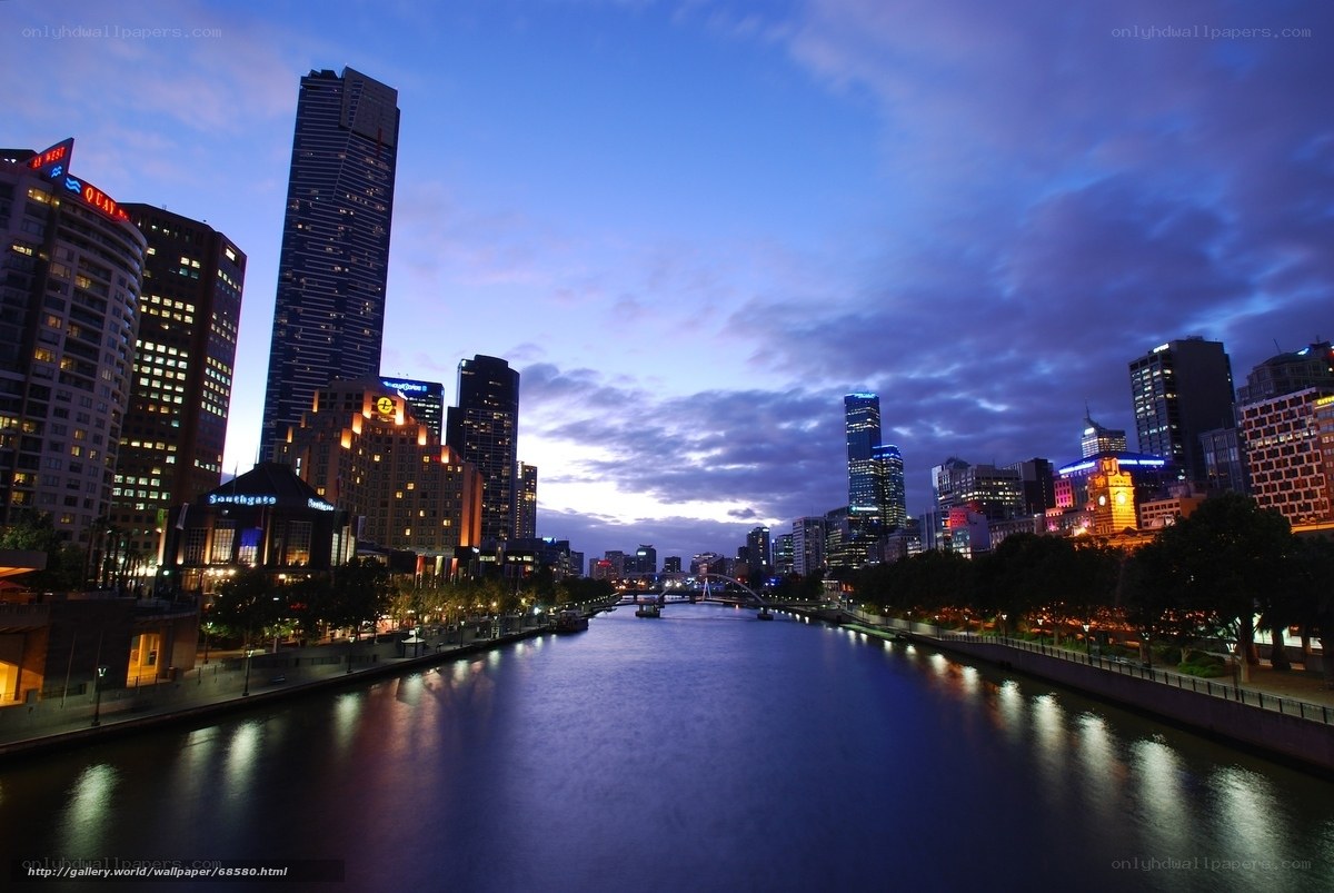Melbourne city skyline at dusk